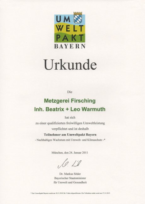Zertifikat Umweltpackt Bayern